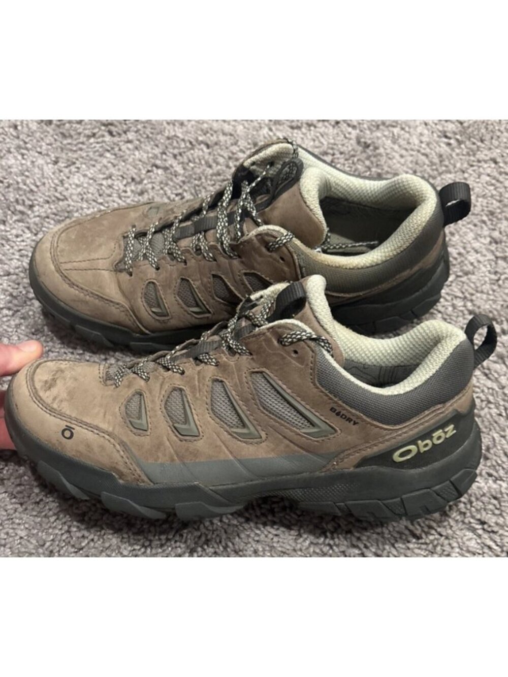 Oboz Sawtooth II Low Hiking Shoes Womens Size 8 Gray Green Outdoor Trail Shoes